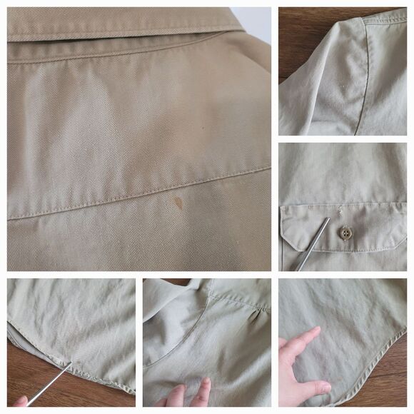 Vintage BB Brand Shirt Mens 20 2XL ? Khaki Twill Button Up Work Pockets USA Flaw - Picture 4 of 16